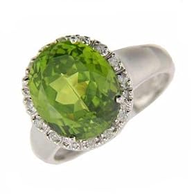 14k White Gold Diamond Peridot Ring by 