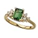 14Kt Yellow Gold Diamond and Lime Emerald Ring