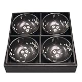 4 piece Black Ume Bowl Set by Khafuh Japan