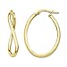 Duragold 14k Yellow Gold Oval Twist Hoop Earrings, (0.75