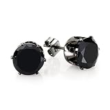 4.00 Ct Black Stud Earrings Round Earring Onyx CZ 8MM Cubic Zirconia Black Rhodium Men Ladies Unisex Pushback Post