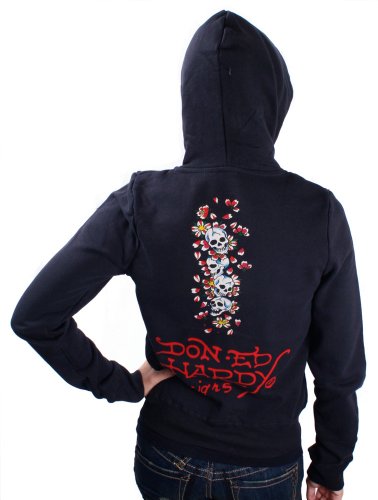 ED HARDY Christian Audigier Tattoo Zip Womens Hoodie Black Size M