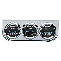 Sunpro CP7999 2 CustomLine Gauge Trio With Ammeter Gauge,Oil Pressure Gauge,Water or Oil Temperature Gauge Chrome Panel