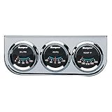Sunpro CP7999 2" CustomLine Gauge Trio With Ammeter Gauge,Oil Pressure Gauge,Water or Oil Temperature Gauge Chrome Panel