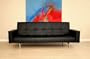 Contemporary Black Vinyl Convertible Sofa Bed / Futon