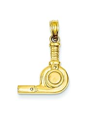 14K Gold 3D Blow Dryer Charm Hair Dresser Stylist