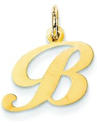 14K Yellow Gold Small Fancy Script Initial B Charm
