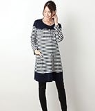 Angeliebe エンジェリーベ 授乳 口 付 スムース ボーダー × 無地 パンツ パジャマ M ネイビー