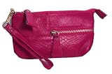 Passion Fuchsia Genuine Leather Clutch or Wristlet With Strap
