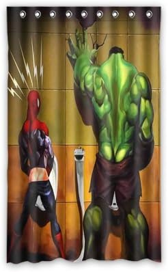 Cozy Funny Spider-Man and The Hulk Window Curtains/drape/panels/treatment Polyester Fabric Office/Home/Bedroom Decor 52"x 84"