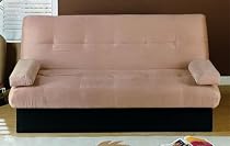 Light tan Microfiber Sofa Bed with Black Storage Base