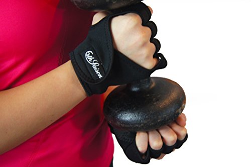 Crossfit and Weight Lifting Fingerless Gloves By Circuit+, ECO-Friendly Neoprene - Resilient Butterfly Screen Cloth - Sweat absorption towelling - Great for CrossFit & Strength Training. Palm Protection To Avoid Calluses, Wrist Support, Excellent Padded Grips for WODs, Body Building, Gym Workouts - Men & Women