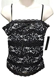 Kay Celine Womens Lace floral tank Tank Top black, white shirt Size S, Small