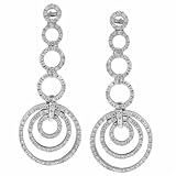 18K White Gold Multi Loop Diamond Dangling Earrings