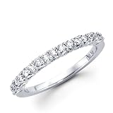 Diamond Wedding Ring 14k White Gold Anniversary Band Pave Set (1/3 Carat)