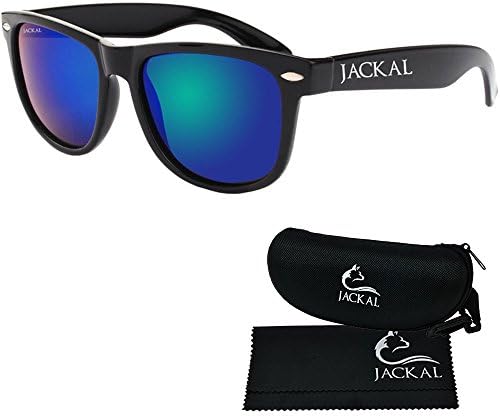 Jackal Thai Sunglasses B002 Green-Blue Mirror Polarized Lens Black Frames from Chiang Mai Thailand