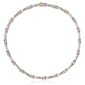18k Yellow Gold Overlay Sterling Silver Blue Topaz and Diamond Necklace, 18 by Amazon.com Collection