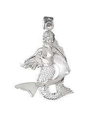 Clevereves 14K White Gold Pendant 3-D Two Tone Mermaid with Shark 19 - Gram(s)