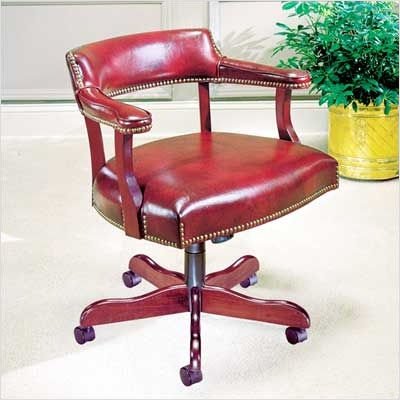 Traditional Management Swivel Finish: Windsor Cherry, Fabric: Kinetic - Black Gold