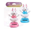 4 1/2" Plastic Solar-Powered Dancing Bunny Pack of 4 (Blue & Pink)