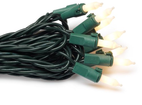 Bethlehem Lighting Indoor/Outdoor Miniature 50-Light Set, White Frost, Green Wire