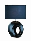 Lite Source LS-21552BLK/BLK Oh Table Lamp, Black Ceramic with Black Fabric Shade