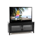 New Classic Furniture 55″ Two-Door Entertainment Console, Ebony
