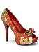 Red Floral Sexy Peep Toe Platform Pump - 6