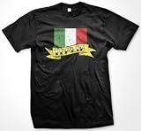 Italian Flags International Retro Soccer Mens T-shirt, Italia National Pride Mens Shirt, Medium, Black