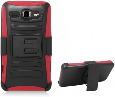 Alcatel OneTouch Sonic LTE Case, Nabster Double Layer 2 in 1 Prime Impact Resistant Armor Case with Built-In kickstand and Belt Clip Combo Holster for Alcatel One Touch Sonic LTE (Straight Talk) (Black/Red)