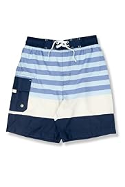 Contrast Drawstring Mixed Stripe Print Swim Shorts