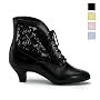 DAME-05, Blk Pu-Lace Victorian Ankle Boot, 2"