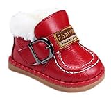 (コ-ランド) Co-land シンプル ベビーシューズ 女の子 男の子 赤ちゃん ファーストシューズ ベルクロ 新生児靴 男児 女児 フォーマル 出産祝い 冬保温綿靴 レッド 14.5cm