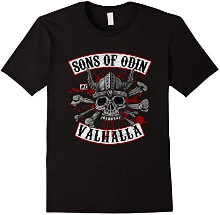 Men's Vikings T-Shirt Sons of Odin Graphic Tee Large Black