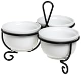 3 Condiment Bowls on Iron Rack