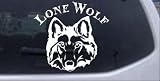 White 8in X 7.3in -- Lone Wolf Head Biker Car Window Wall Laptop Decal Sticker