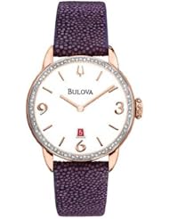 Bulova 98R196 Watch Diamond Gallery Ladies - White Dial Steel Case Quartz Movement