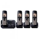 Panasonic KX-TG6624EB Quad Digital Cordless Phone Set with Answer Machine - Black