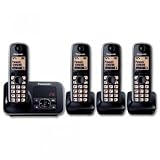 from Panasonic Panasonic KX-TG6624EB Quad Digital Cordless Phone Set with Answer Machine - Black (Model KX-TG6624EB)