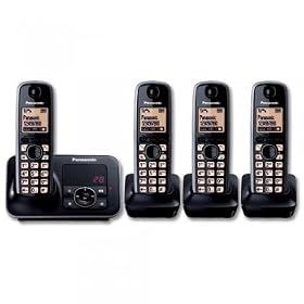 Panasonic KX-TG6624EB Quad Digital Cordless Phone Set with Answer Machine - Black
