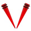 No Piercing Required - High Quality Red Acrylic Fake Tapers - Imitation 0G with Rubber Bands - Very Strong Magnets - Sold as a Pair