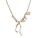 Towallmark(TM) Steampunk Goth Alloy Dinosaur Skeleton Dead Tyrannosaurus T-Rex Charm Necklace (Gold)