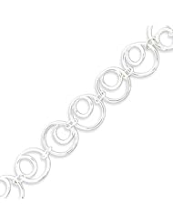 Sterling Silver 7 Inch Polished Fancy Swirled Link Bracelet - 7 Inch