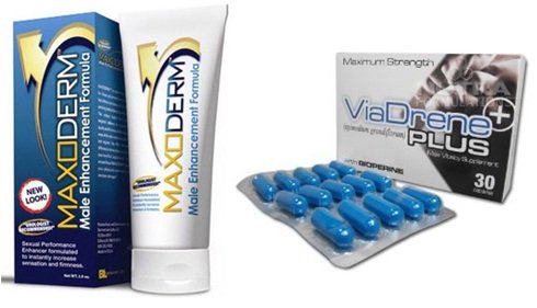 Maxoderm Male Cream 4oz tube and Viadrene Plus 30ct Combo