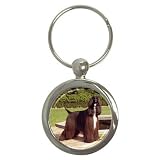 Afghan Hound Black Key Chain (Round)