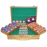 Paulson World Tophat & Cane 300 Clay Poker Chips with Oak Case