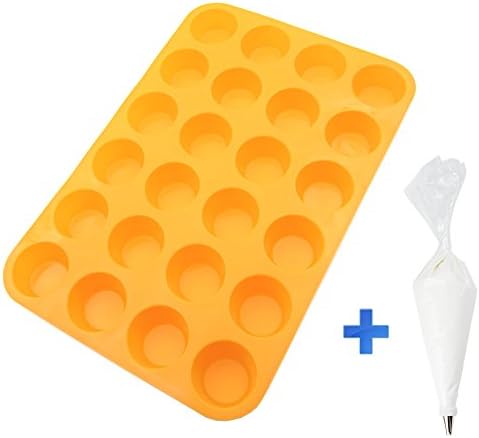 Mini Muffin Pan, 24 Cups Non Stick Bakeware Cupcakes Pan with a Pastry Bag for Muffins, Cakes and Cupcakes, Food Grade Cake Mold with Heat Resistant up to 450°F by InwildTek