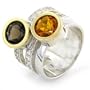 Silver & 18K Gold Smokey Quartz & Citrine Ring with Diamonds