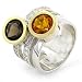 Silver & 18K Gold Smokey Quartz & Citrine Ring with Diamonds
