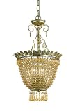 AF Lighting 7617-3H Danika Candle Base Mini Chandelier, Soft Gold with Antique Amber Accents